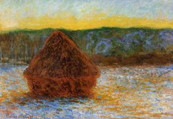 Claude Oscar Monet : Grainstack, Thaw, Sunset